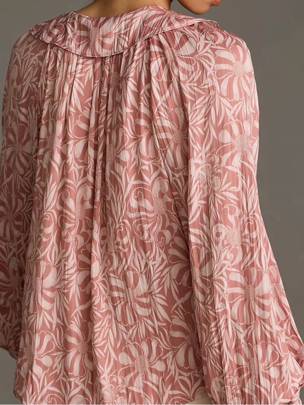 Anthropologie Florence Balducci Femme Collared Blouse Pink Size Petite Large - Picture 2 of 6